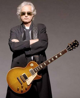 Jimmy Page e o modelo'Gibson Les Paul'.