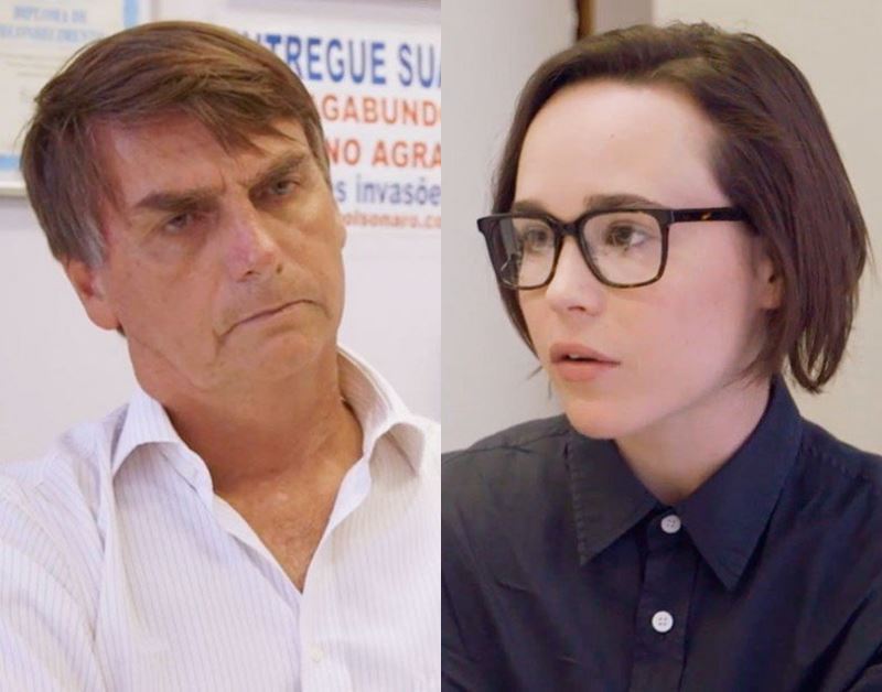 Atriz Ellen Page entrevistou Jair Bolsonaro no Brasil (Reprodução/YouTube)