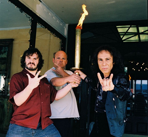 Da esquerda para direita: Jack Black, Kyle Gass e Ronnie James Dio (Divulgação)