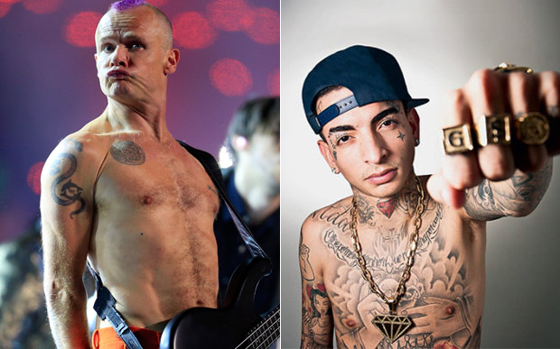 Flea (esq.) se mostrou admirador de MC Guimê (dir.) em redes sociais (Getty)