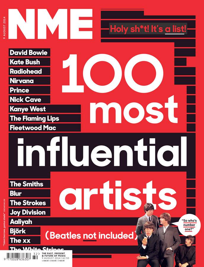 Capa da revista, que destaca a ausência dos Beatles na lista (Reprodução)