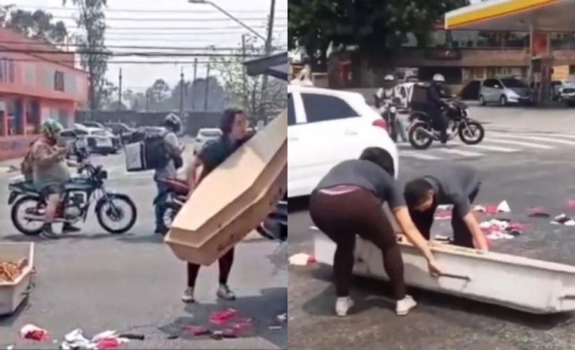 Caixão cai de carro funerário - Osasco