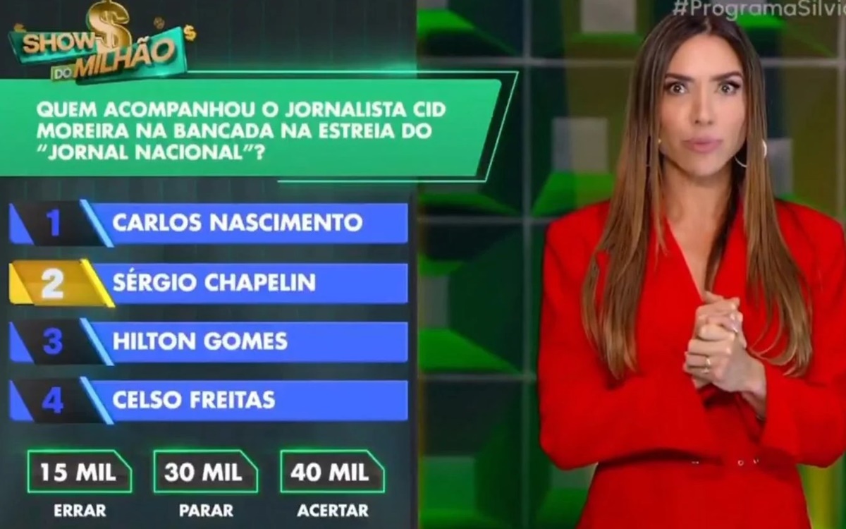 Pergunta Show do Milhão - sobre Jornal Nacional