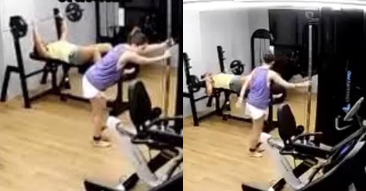Mulher socorre marido - supino - academia
